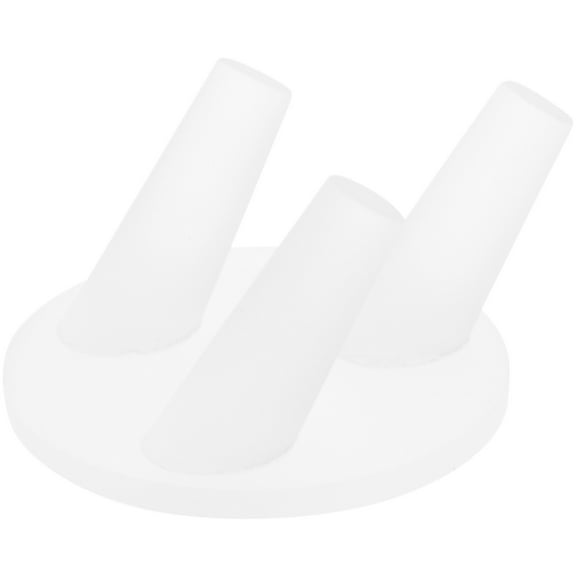 Plymor Frosted Acrylic Ring Finger Display, Triple on Round Base, 3" W x 3" D x 1.75" H