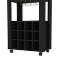 thumbnail image 4 of Royard Oaktree Wine Bar Cabinet with 12 Wine Rack and Glass Holder, Modern Bar Cart on Wheels with Storage Drawer for Wine and Liquor, Wood Rolling Kitchen Cart for Home Kitchen, Black, 4 of 6