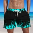 thumbnail image 2 of cllios Swimsuit for Men Trendy Drawstring Quick Dry Swim Trunks with Pockets Casual Flame Print Beach Bathing Suits Light Blue XXXL, 2 of 5