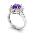thumbnail image 2 of 2.72 ct Oval Cut Natural Amethyst with Simulated Diamond Halo Accents 14K White Gold Womens Engagement Ring, 2 of 5
