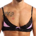 thumbnail image 2 of Sujetador erótico para hombre, lencería Sissy, Bralette de encaje sin aros, Top corto sin forro, tirantes finos ajustables, chaleco Sexy para hombre Gay, 2 of 5