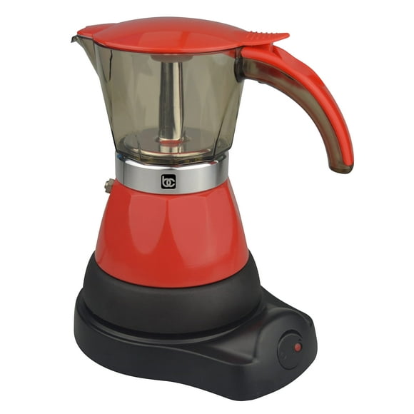 Bene Casa - Cafetera Espresso Eléctrica 1-3 Tazas Roja, Cafetera Eléctrica Roja de 3 Tasas Modelo BC-95514.