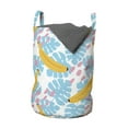 thumbnail image 1 of Tropical Laundry Bag, Monstera Leaves Bananas and Paint Spots in Pastel Colors Summer Vibes, Basket with Handles Drawstring Closure for Laundromats, 13" x 19", Sky Blue Mustard Blush, by Ambesonne, 1 of 4