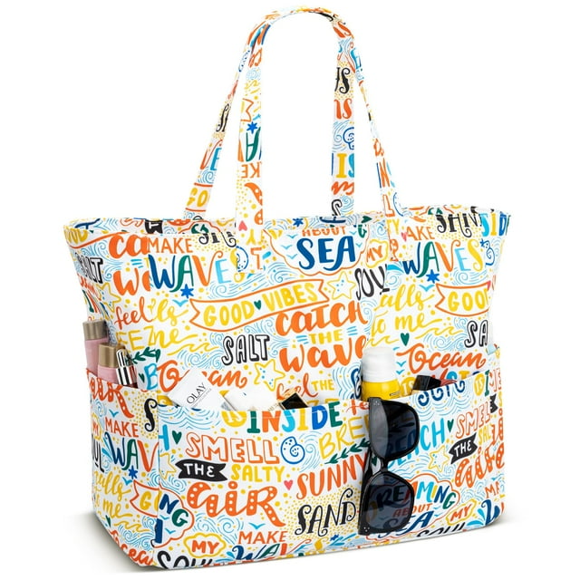 Bolsa de Playa Iioscre para Mujer XXL Impermeable y Resistente a la Arena 45L