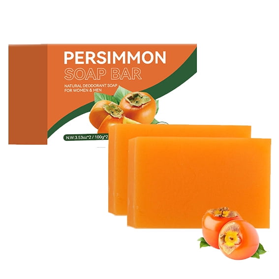 Persimmon Soap Bar for Body Odor Control – Natural Deodorant Bar Soap for Strong Odor Smelly Feet Remove, Cleansing Body Deodorizing with Persimmon & Green Tea Extracts