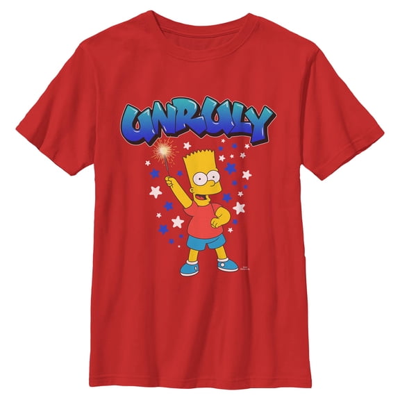 Boys The Simpsons Bart Unruly Sparkler T Shirt