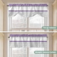 thumbnail image 3 of Tie Up Valance for Windows Purple Grey Leaves Curtains Valances Rod Pocket Valance Window Treatments Stitching Stripes Balloon Curtains for Kitchen Living Room Bedroom Bathroom Decor 54x18 Inch, 3 of 9
