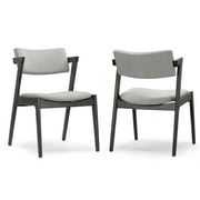 Glamour Home Auden 18.11" Wood Wing Chairs with Fabric Seat in Gray (Set of 2)
