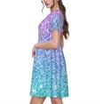 thumbnail image 2 of Fotbe Multicolor Glitter Vestido Largo de Moda para Mujer, Vestido Tipo Camiseta con Manga Corta y Estilo Casual a Rayas y Bloques de Color, 2 of 6