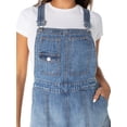thumbnail image 3 of Celebrity Pink Women's Drapey Denim Dolphin Hem Shortalls, Sizes XS-XXXL, 3 of 6