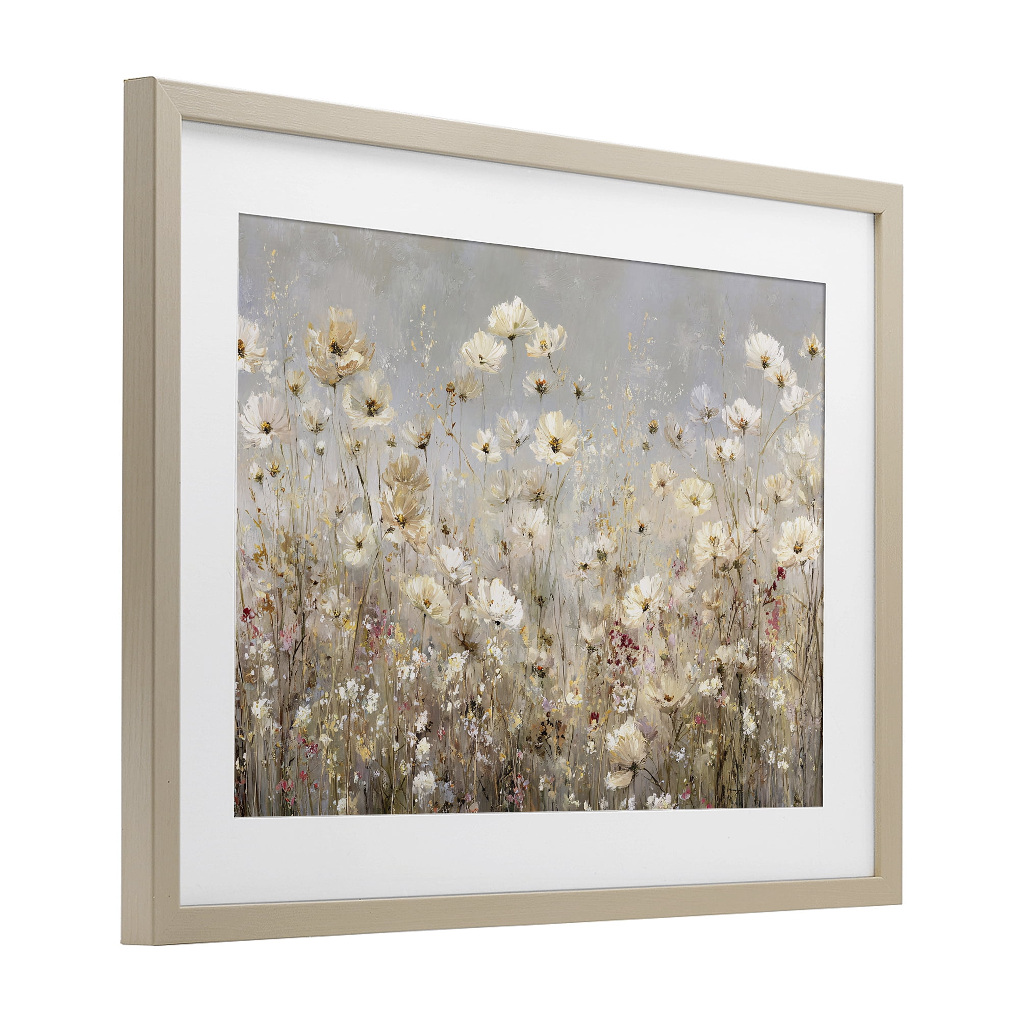 Stupell Industries White Daisy Clusters Meadow Birch Framed Print Under Glass, design by Jacky Ngan