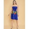 thumbnail image 3 of HAPPY BAY Women's Summer Boho Beach Smocked Mini Flowy Dress Tube Top Strapless Dresses for Women One Size Leaves, Blue, 3 of 5