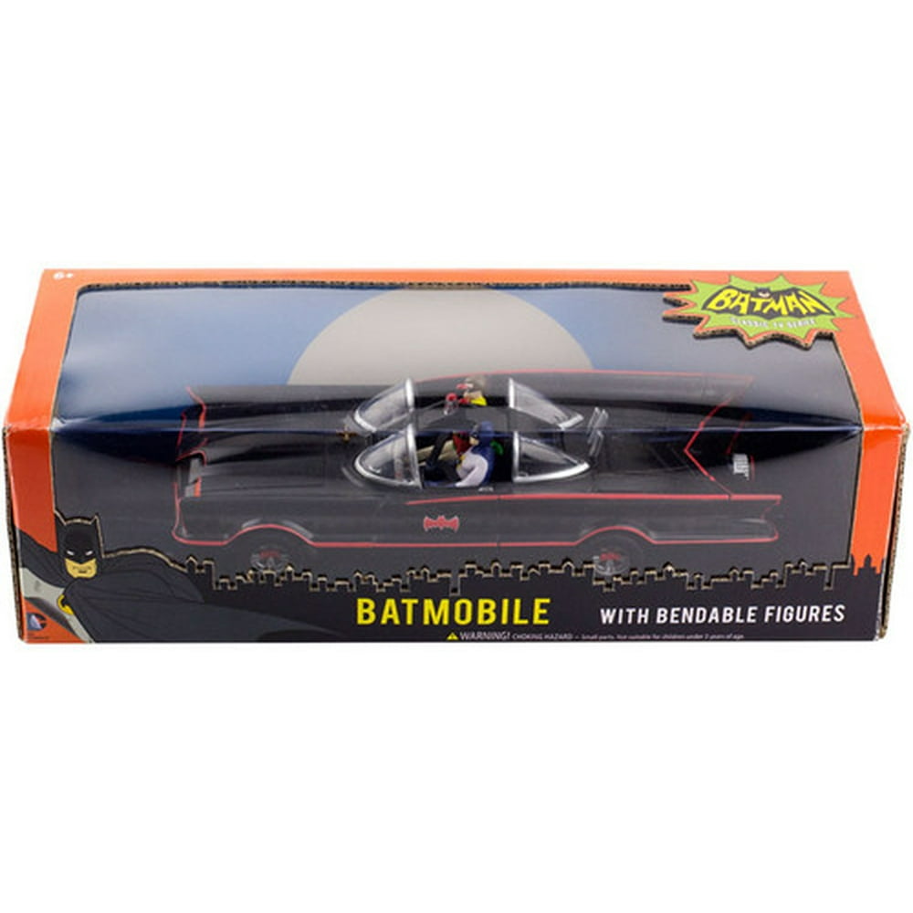 DC Comics 1966 Batmobile Car w/ Batman & Robin Mini Bendable Figures