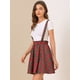 thumbnail image 4 of Falda de tirantes Allegra K Plisado a cuadros Cintura Elástica Mujer Rojo Verde S, 4 of 6