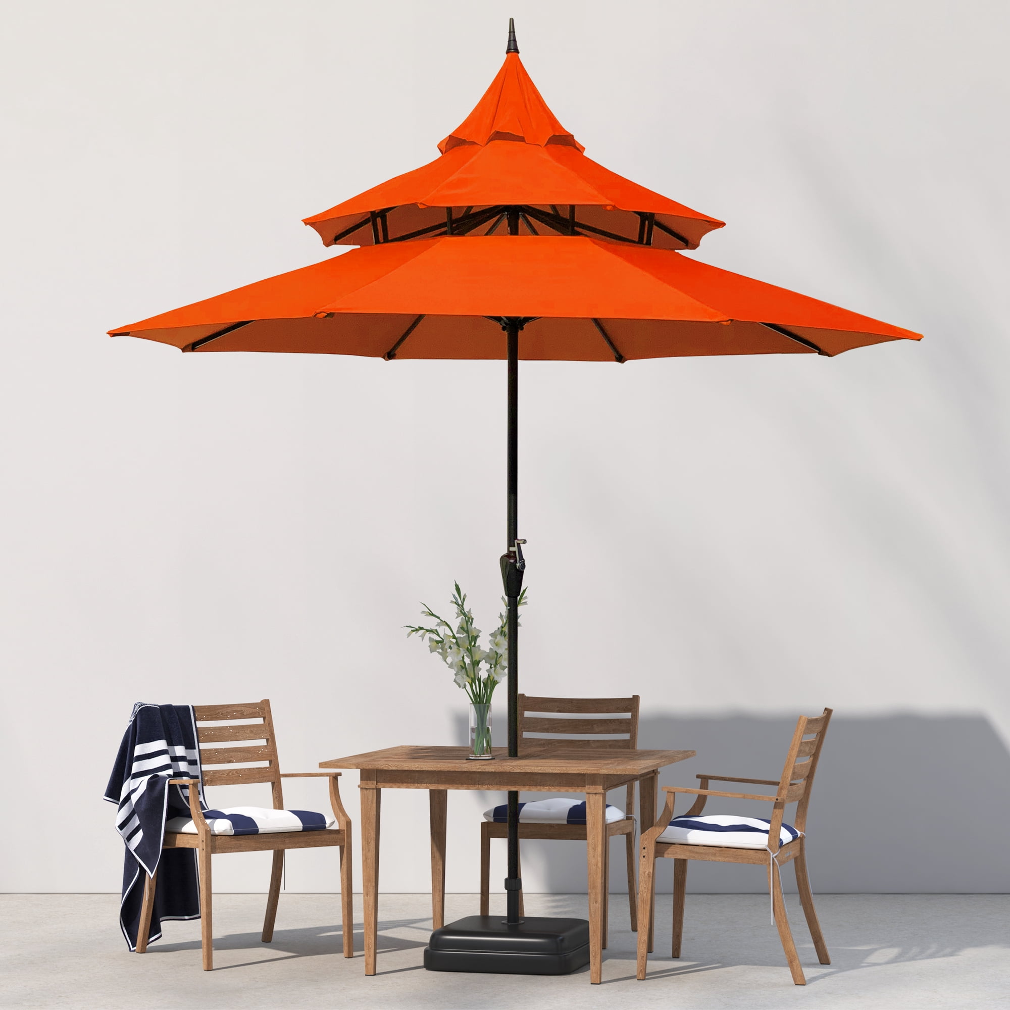 Abble Outdoor 9ft Pagoda Patio Umbrella with Crank - Orange