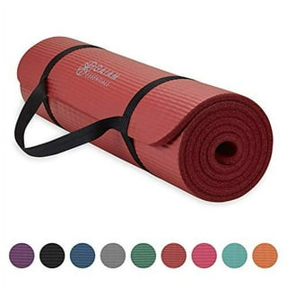 Gaiam Essentials Thick Yoga Mat Fitness and Exercise Mat With Easy-Cinch Yoga  Mat Carrier Strap, Black, 72 InchL X 24 InchW X 2/5 Inch Thick 