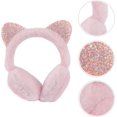 thumbnail image 2 of Orejeras de felpa con forma de gato con lentejuelas para niños y niñas, 2 of 5