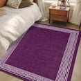 thumbnail image 4 of 3'x5' Area Rugs, Dark Purple Retro Greek Key Indoor Outdoor Area Rug for Living Room Bedroom, Geometric Greece Ancient Farmhouse Washable Bathroom Rugs Kitchen Floor Carpet Mats Home Decor Aesthetic, 4 of 8