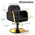 thumbnail image 5 of Baasha Premium Black and Gold Salon Chair for Hair Stylist, with Upgraded Durable Material, 360 Degree Swivel, Luxury Gold Armrests, Styling Chair Support up to 330 lbs, 5 of 9