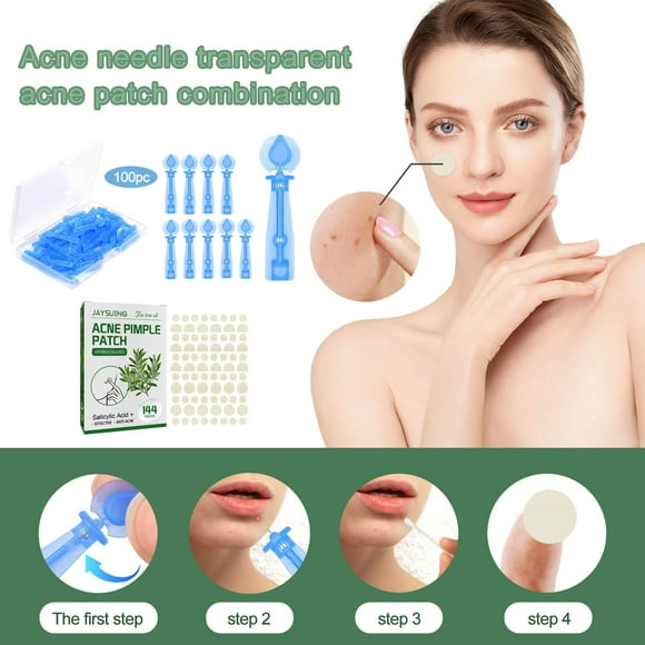 Tree Tea Oil Acne Patch 144pcs with 100 Count Disposable Acne Needles, Beauty Star Pimple Patches