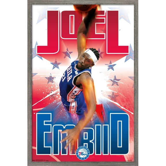NBA Philadelphia 76ers - Joel EmbIId 17 Wall Poster, 22.375" x 34", Framed