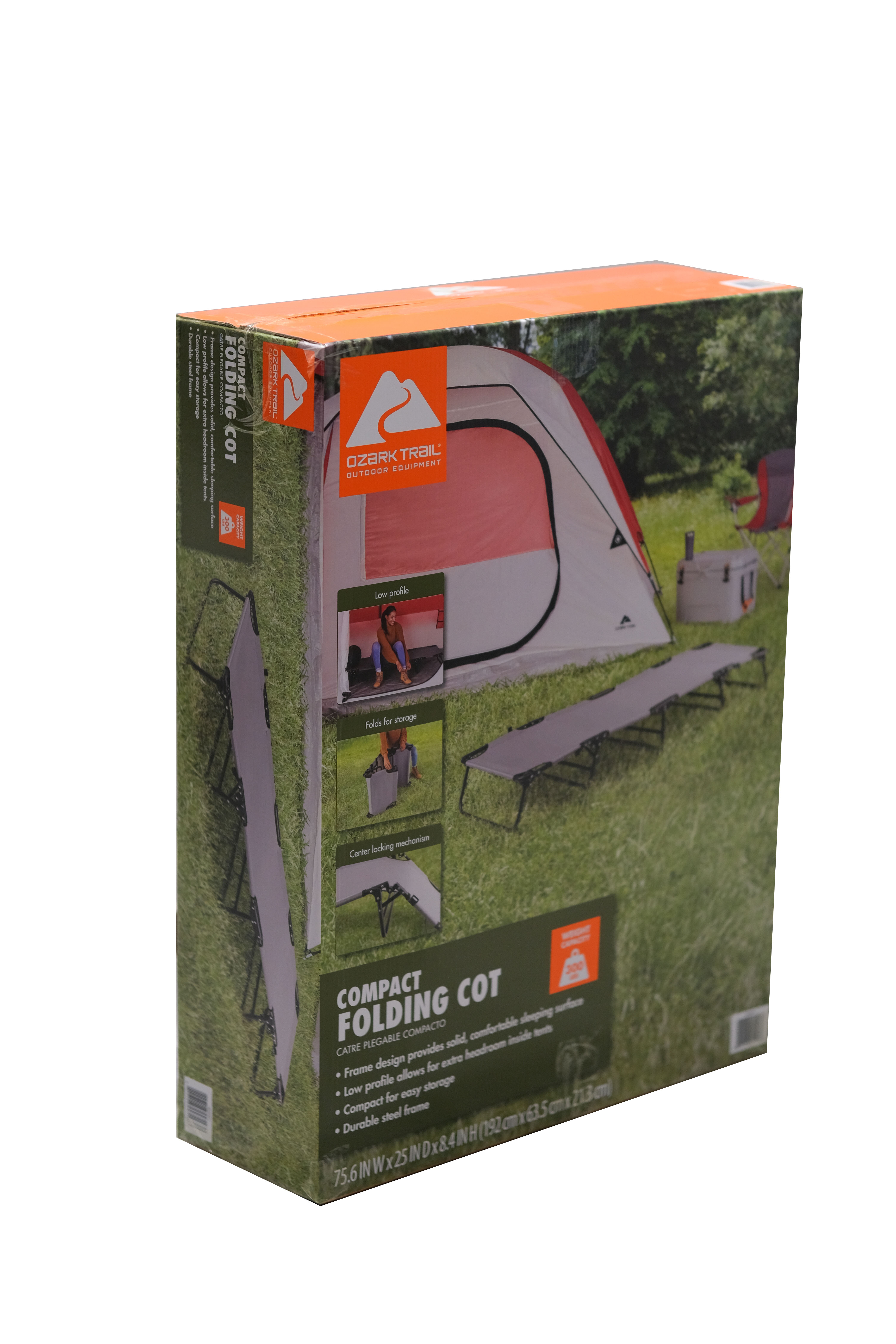 OZARK TRAIL FOLDING CAMPING COT FOR ADULTS, GRAY