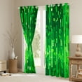 thumbnail image 3 of Homewish Pixel Geometric Striped Blackout Curtains Set of 2 (52x84 Each),Neon Green Window Curtains,Stripes Lines Curtains and Drapes For Kids,Super Cozy Room Decor, 3 of 6