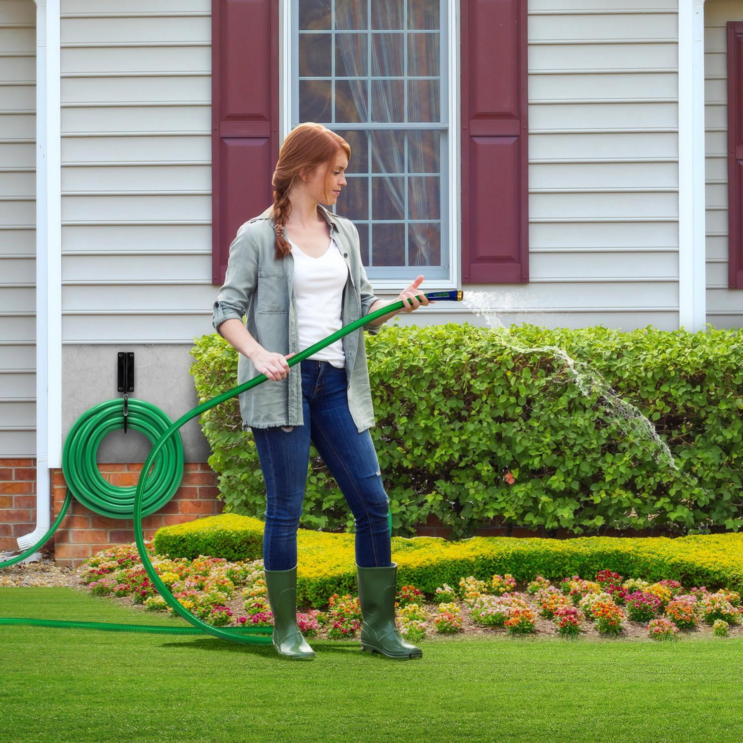 Sorbus Wall-Mounted Garden Hose Holder Hook, Black, Outdoor Storage for Garden and Yard