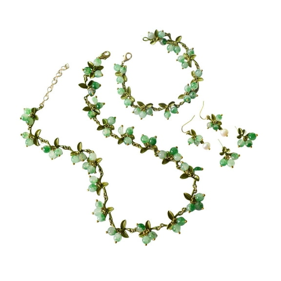 YIEMEEN Fashionable Necklace Bracelet Earring Set with Delicate Detailing Leaf Theme