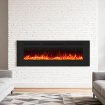 Electric Fireplace Insert with Crystal Decor, Wall Mounted & Recessed Heater, 13 Flame Colors, Timer & Remote, Black — 42"/50"/60"/72"