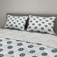 thumbnail image 2 of Eyes Comforter & Sham Bedding Set, Repeated Illustration of Doodle Eye Motifs with Eyelashes on a Plain Background, 3 pcs Duvet Set Microfiber Filling Quilt, 5 Sizes, Seafoam and White, by Ambesonne, 2 of 4
