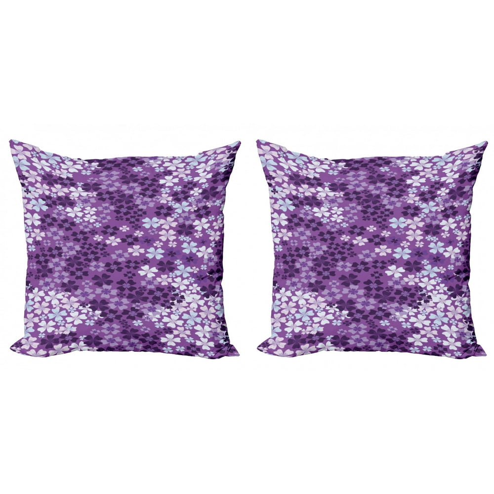 Flower Throw Pillow Cushion Cover Pack of 2, Lilac Flowers Blossoms in