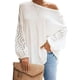 thumbnail image 3 of Blusa De Manga Larga Tops De Manga Larga Ahuecados Camiseta Hollow Out Manga Larga Skew Collar Pure Color One Shoulder Tops Para Mujer White S ANGGREK Blanco S, 3 of 6