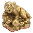 thumbnail image 3 of LAZIOEGR Brass Tiger Statue Attract Wealth Fortune Lucky Figurine, Sturdy Durable Chinese New Year Zodiac Decor for Bedroom Office, Small Knick-Knack 3.54 inches / 9 cm, 3 of 9