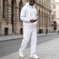 thumbnail image 4 of Dwelliawo Sweat Suits for Men 2 Piece Hoodie and Sweatpants Solid Color Full Zip Relaxed Fit Pullover Hoodies Joggers Athletic Pant Set Casual Winter Suit with Pockets White L, 4 of 7