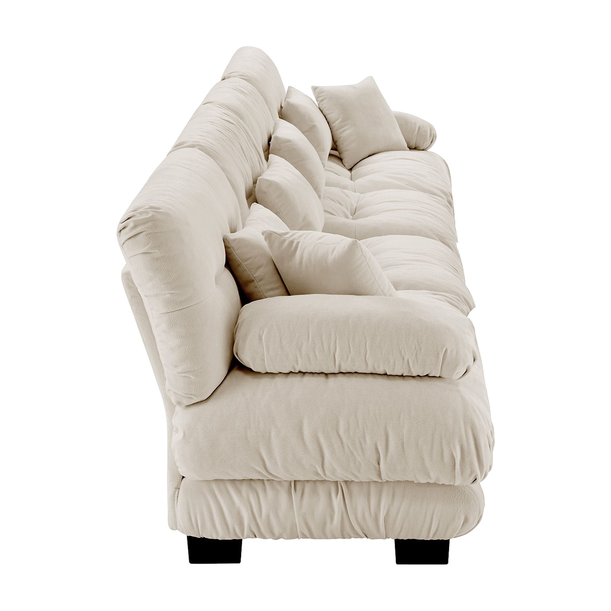 Gewnee White Chenille Cloud Couch 2 Seater Sofa for Living Room, Chenille 2 - Seat sofa with 2 Lumbar pillows and 2 throw pillows,
