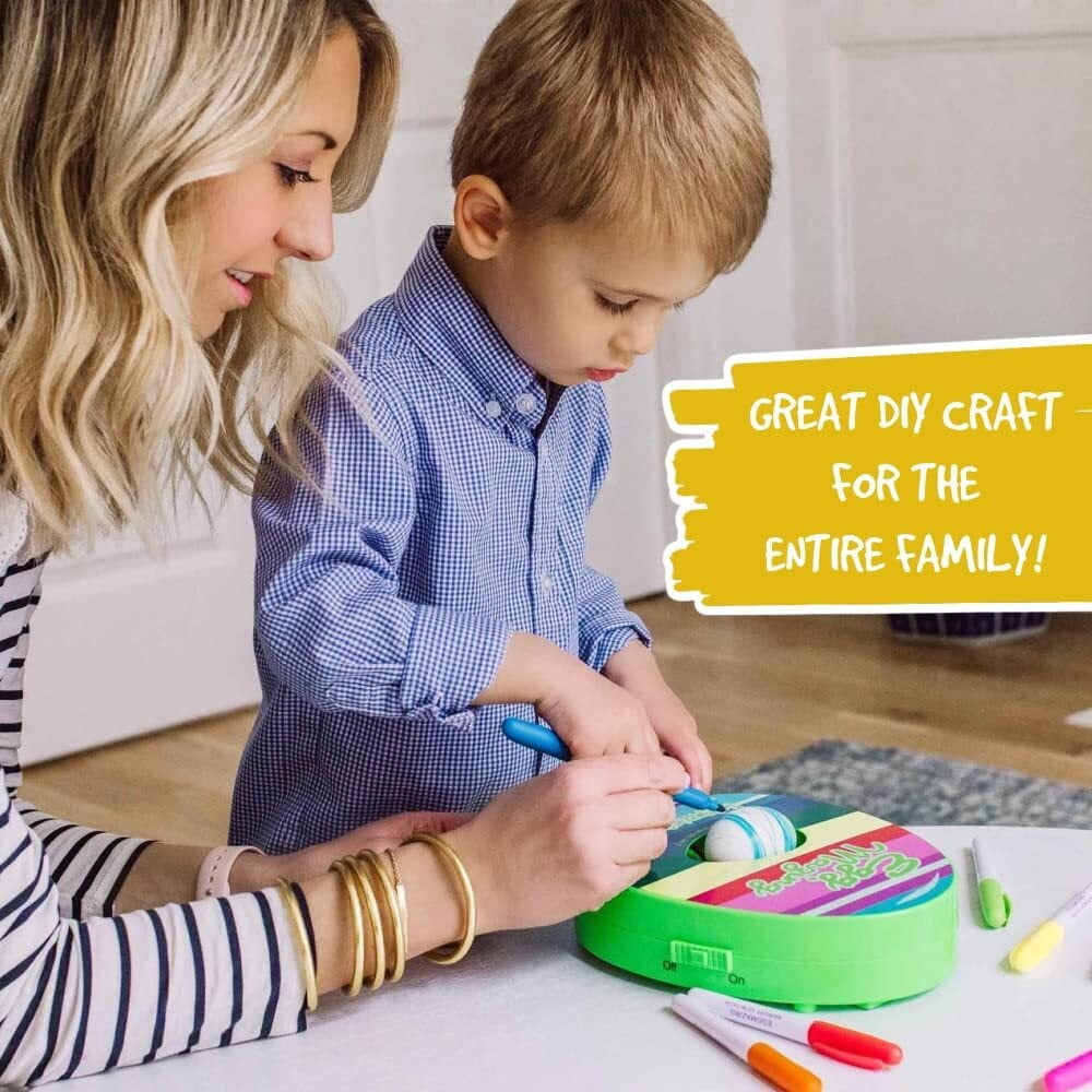 The  Egg Decorator Easter Egg Decorator Kit - Arts and Crafts Set - Includes Egg Decorating Spinner and 8 Colorful Quick Drying Non Toxic Markers (Purple)