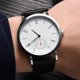 thumbnail image 4 of Reloj de pulsera de cuarzo con número de reloj de pulsera de cuero de PU para hombre informal simple (blanco negro), 4 of 5