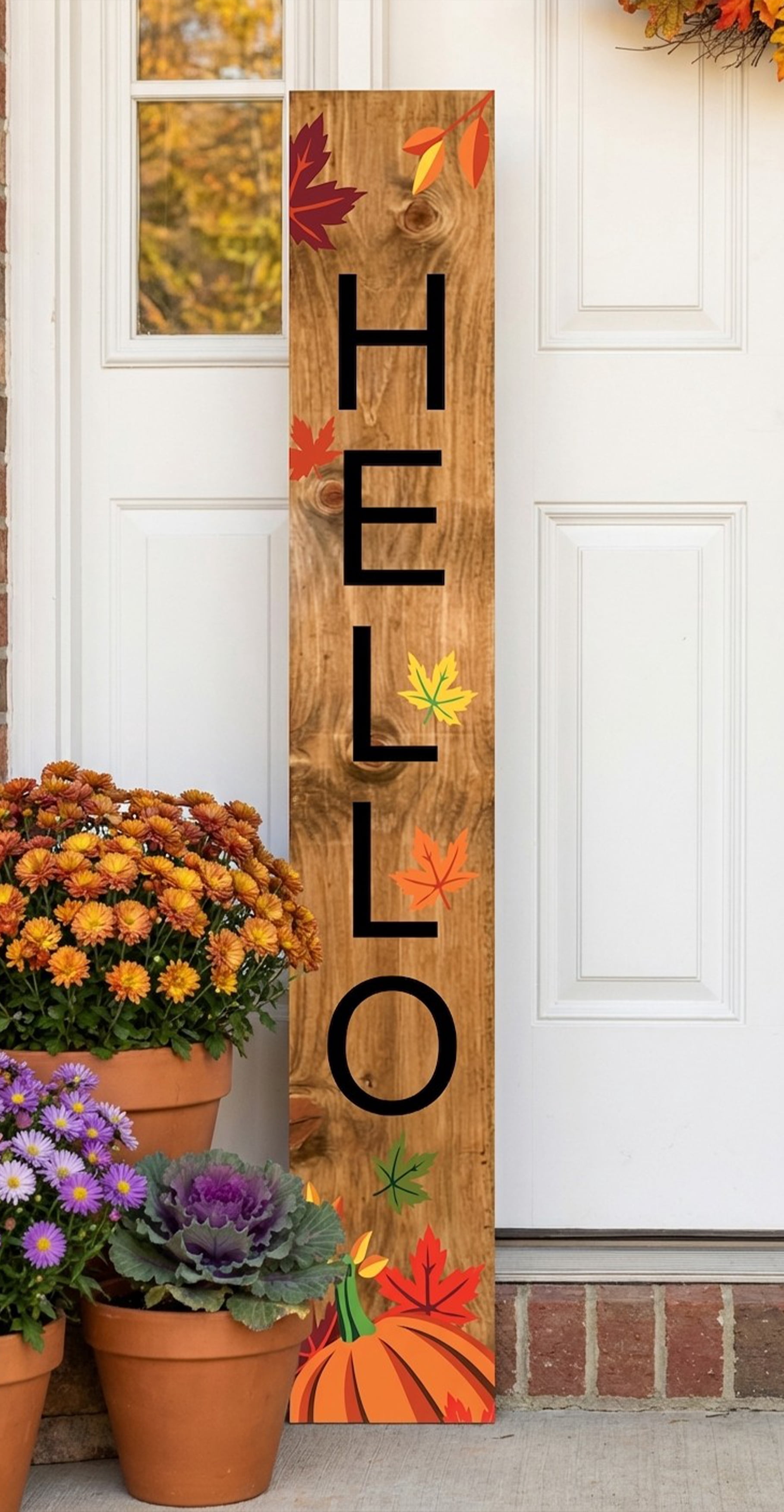 Calloway Mills 118125907 Hello Pumpkin Spice Porch Leaner, 59" x 7.25"