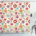 thumbnail image 1 of Ambesonne Floral Shower Curtain, Ladybug Strawberry Bird, 69"Wx84"L, Multicolor, 1 of 3
