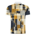 thumbnail image 5 of Virmaxy Men's Graphic Tees Half Zipper Front Geometric Print T-shirt Casual Printed Short Sleeve Turn Down Collar Zipper T-Shirt Blouse Tops Yellow-A L, 5 of 5