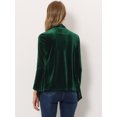 thumbnail image 3 of Cárdigan de terciopelo frontal abierto Allegra K con bolsillo con cuello chal Verde XS, 3 of 6