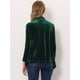 thumbnail image 3 of Cárdigan de terciopelo frontal abierto Allegra K con bolsillo con cuello chal Verde XS, 3 of 6