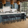 thumbnail image 2 of MIITODAY Bar Stools Set of 2, 25" Counter Height, PU Leather Saddle Stools for Kitchen Island, Black, 2 of 5