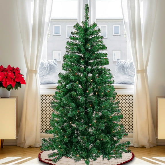 National Tree Company 6 ft. Pre-Lit Artificial Christmas Tree, Green, Acacia, 300 Multicolor Lights, Includes Stand