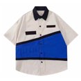 thumbnail image 1 of Camisa con botones bordada con estampado de letras para hombre, blusa de manga corta con cuello vuelto Retro de verano, 1 of 8