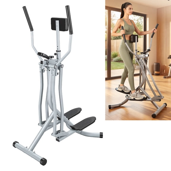 Air Walk Elliptical Machine - Foldable Cardio Cross Trainer Glider for Full-Body Low-Impact Exercise with LCD Display & Abdominal Support Ideal for Home Gym