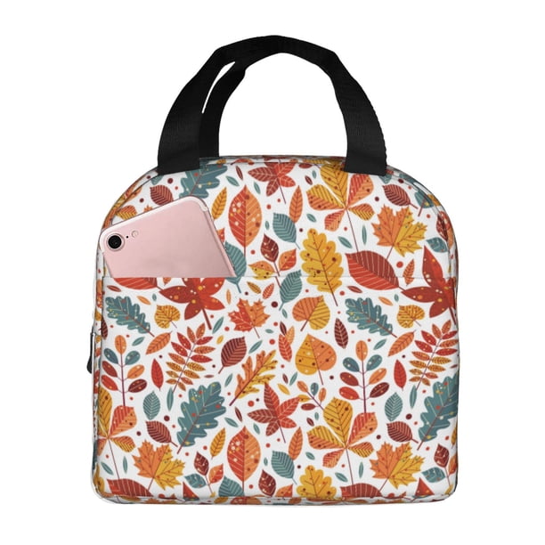 Easygdp Colorful Maple Leaves Bolsa Térmica Premium - Tela Oxford Impermeable, Gran Capacidad, Bolsillo Frontal, Unisex para Trabajo, Escuela, Actividades al Aire Libre y Picnics