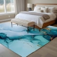 thumbnail image 5 of 5x7 Washable Area Rug, Marble Texture Non-Slip Large Rectangle Rug for Living Room Bedroom, Teal Blue Gold Gradient Modern Indoor Floor Mat for Home Decor, 5 of 9