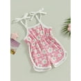 thumbnail image 3 of Bagilaanoe Toddler Baby Girl Jumpsuit Shorts Sleeveless Floral Plaid Print Romper Overalls 6M 12M 18M 24M 3T 4T Kids Short Pants Summer Outfits, 3 of 9